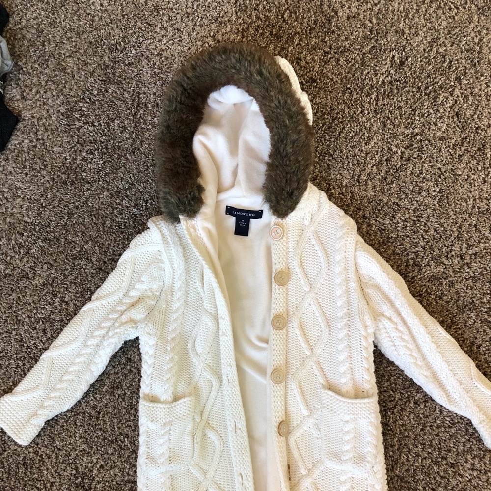 *SOLD*Lands End cable knit cardigan/coat